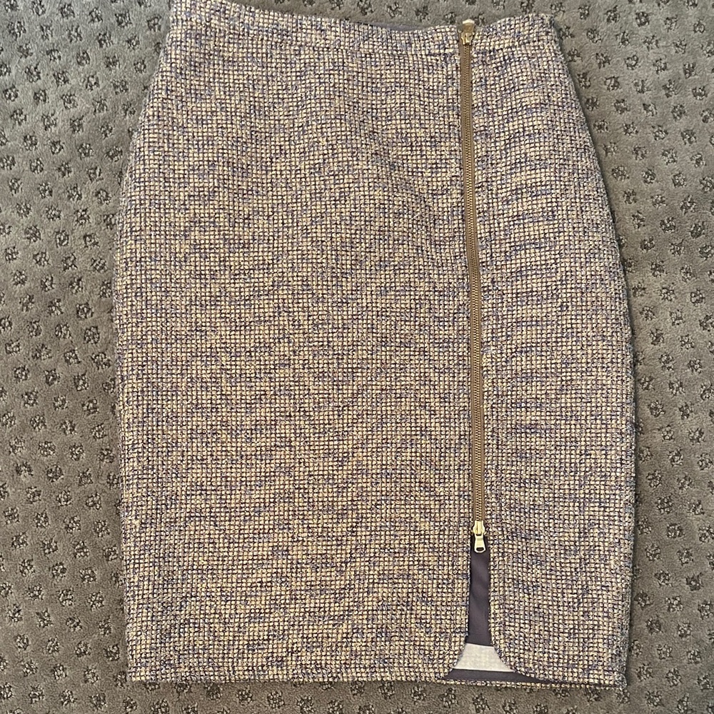 J. Crew Tweed Pencil Skirt with Gold Accent